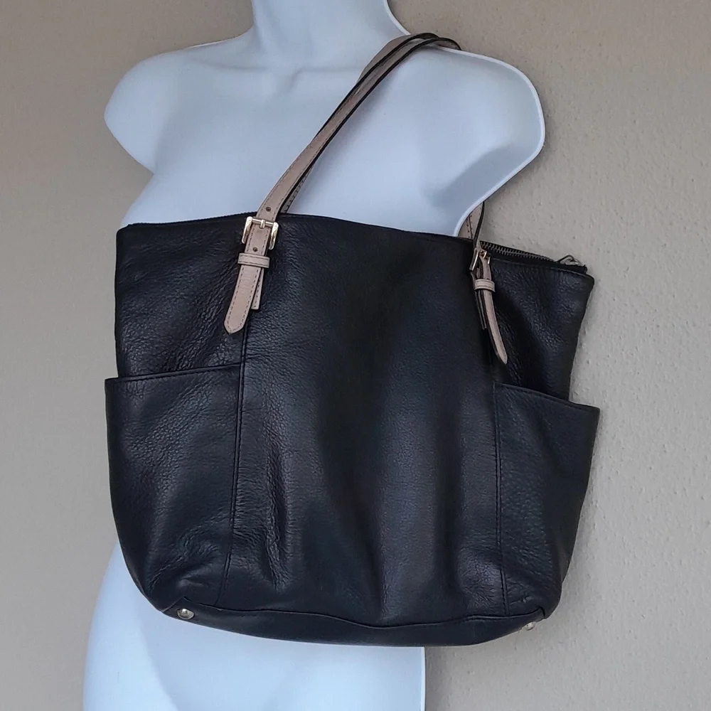 Michael Kors Jet Set Tote BLACK pebbled leather